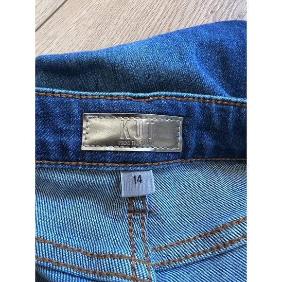 Kut from the Kloth Kelsey Fab Ab High Rise Ankle Flare Jeans Dark Wash S 14 X123 - Picture 5 of 7